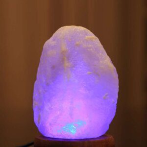 Natural Salt Lamp with Purple Light